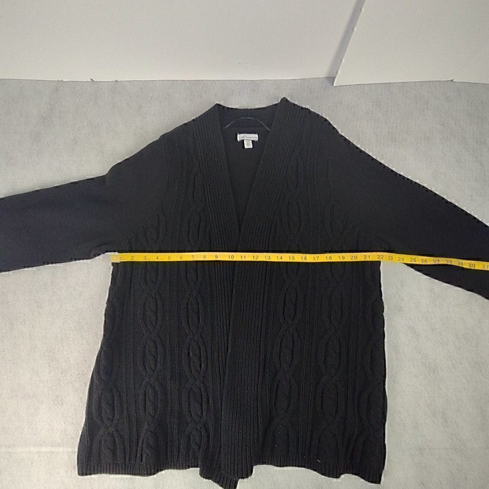 Croft & Barrow Black Cotton Blend Open Front Cardigan Long Sleeve Sweater Sze 1X - Picture 9 of 14